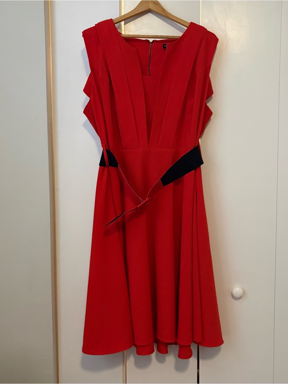 City Chic - Red Sleeveless Pleated A-Line Dress - Picture 1 of 5